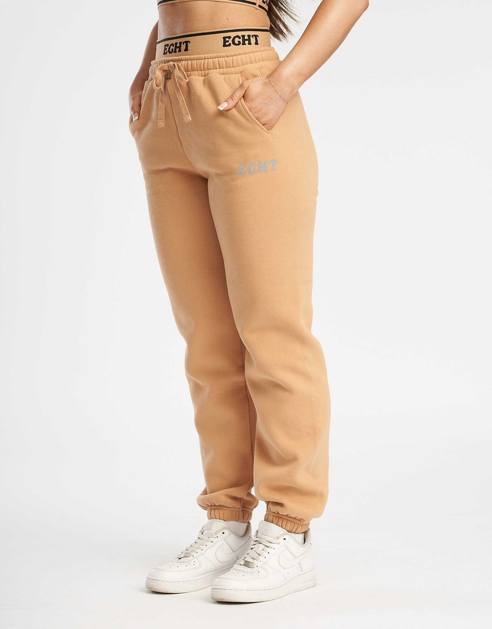 Bubble Banded Jogger Sweatpants - Tan