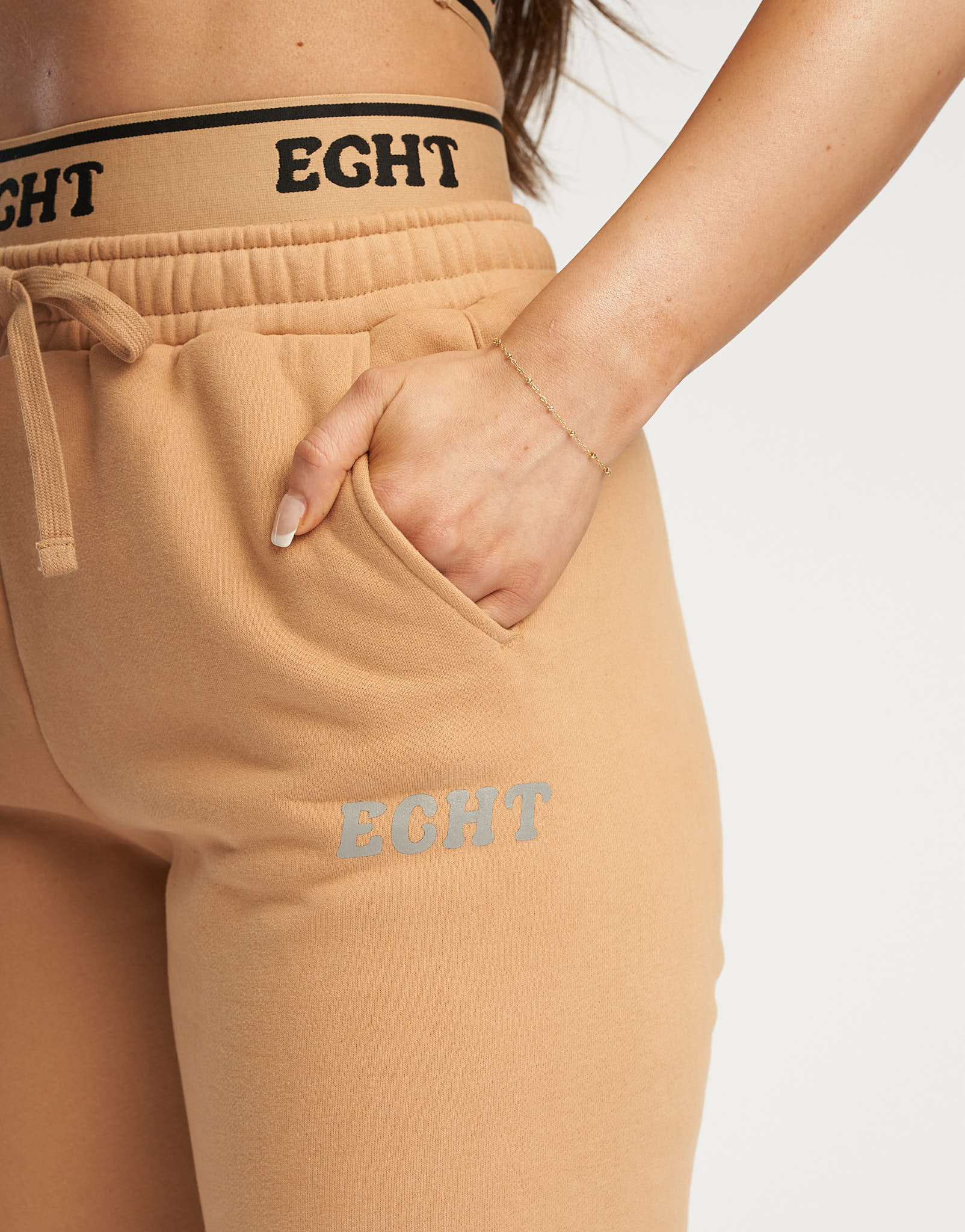 Bubble Banded Jogger Sweatpants - Tan