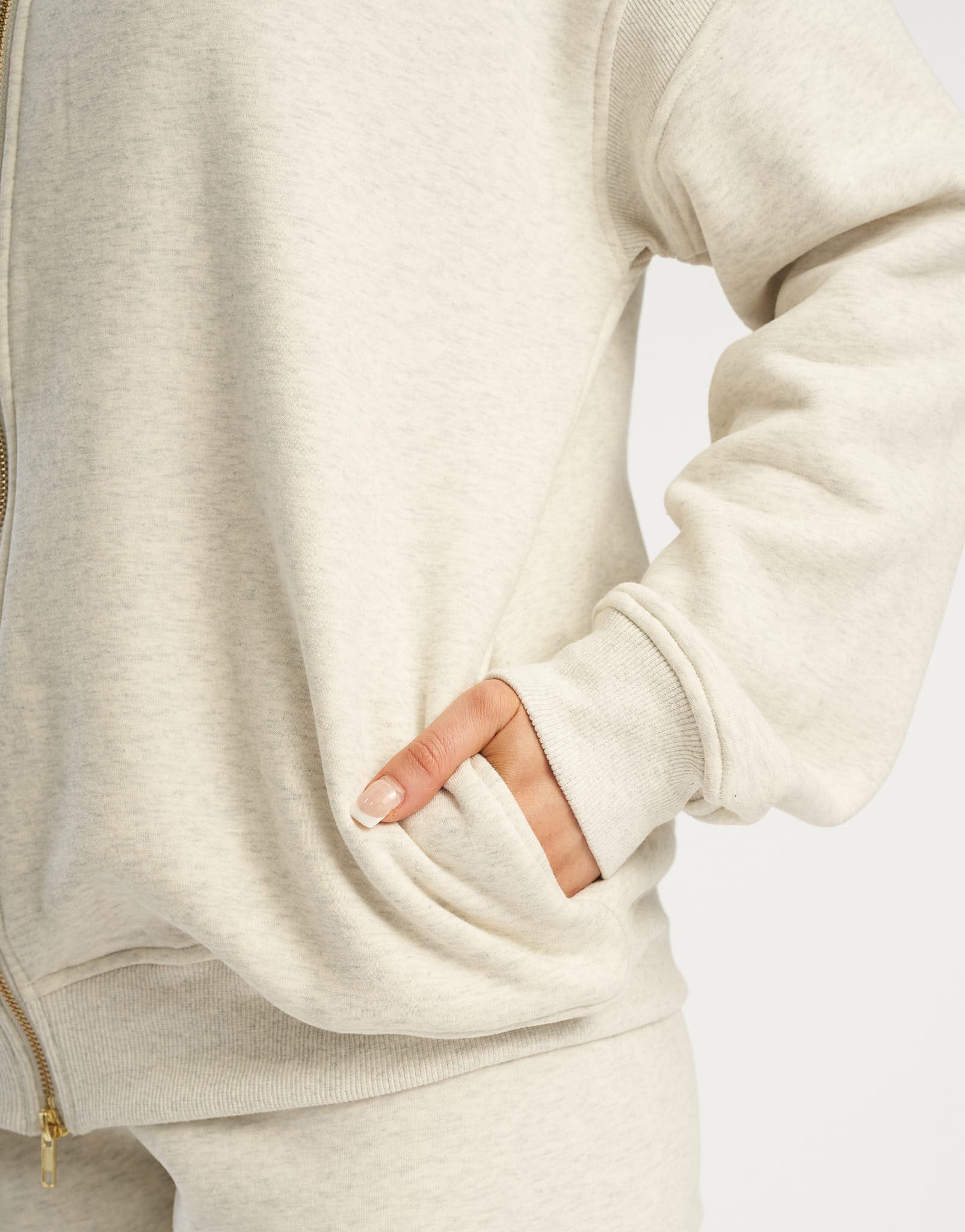 Essential Zip-Up Hoodie - Heather Grey