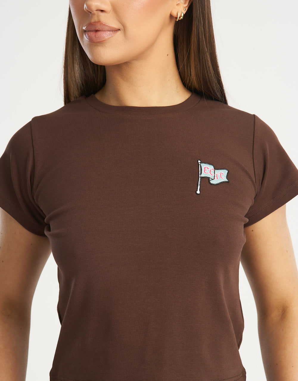 Flag Baby Tee - Fudge Brown