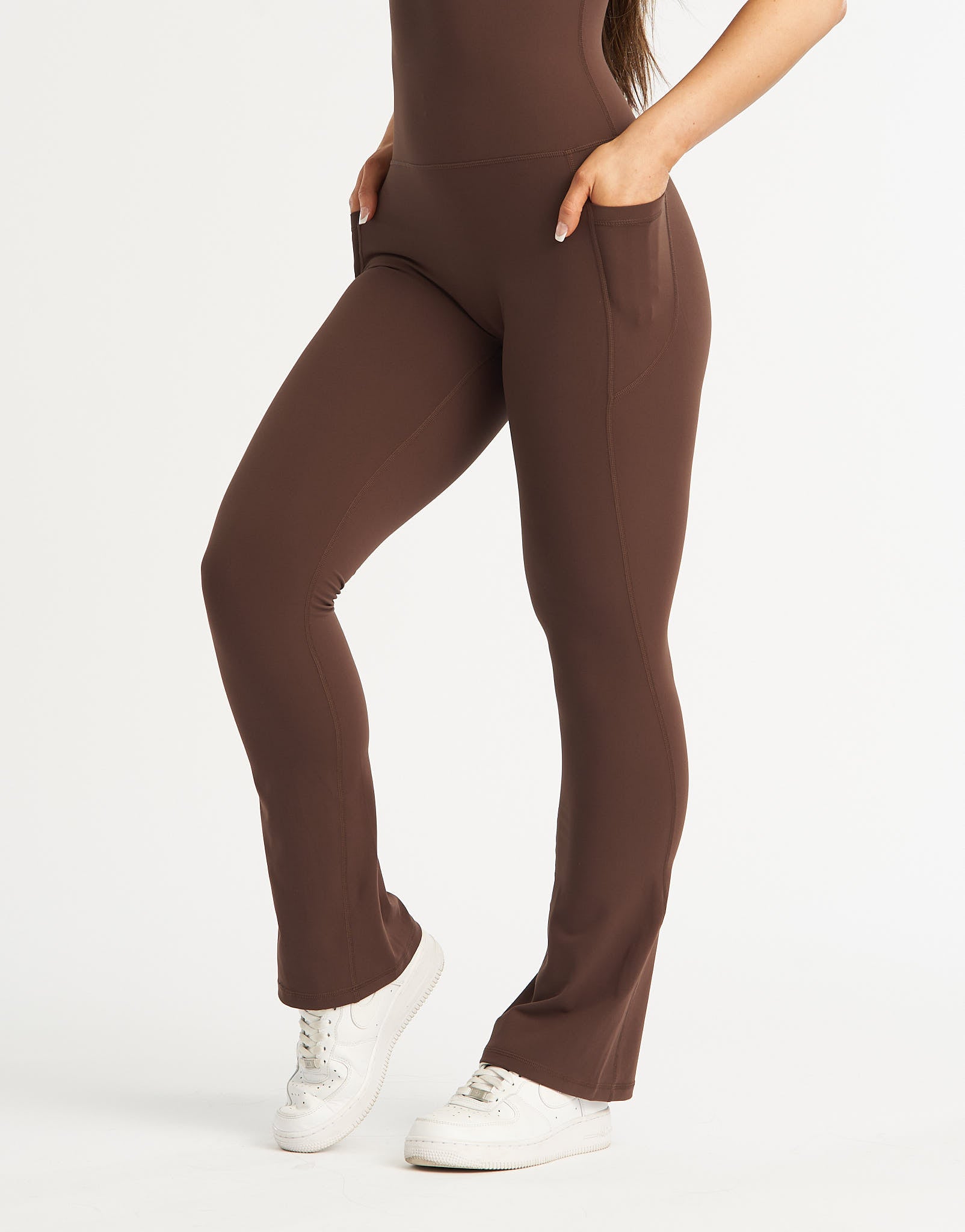 Core Pocket Unitard Flare - Fudge Brown