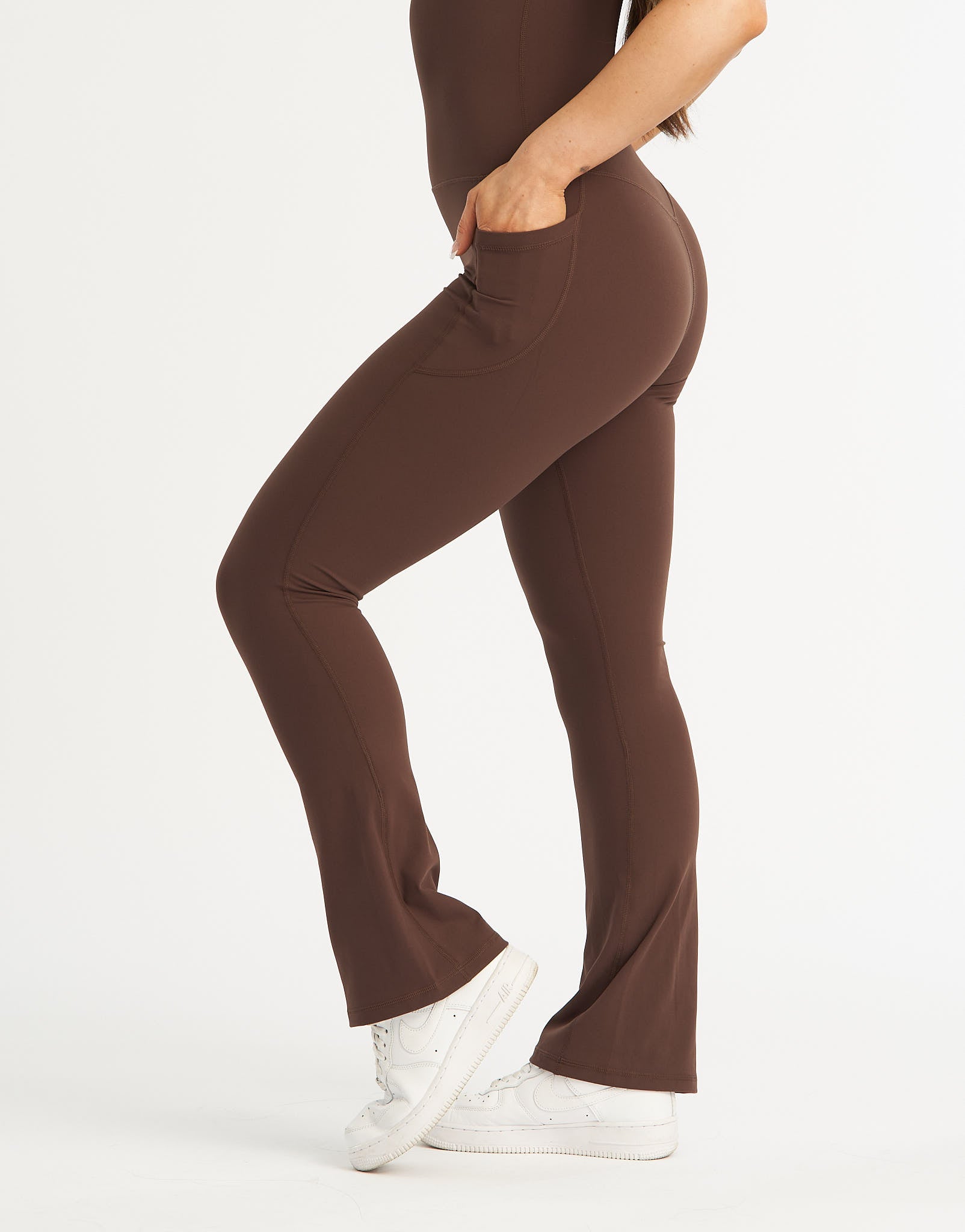 Core Pocket Unitard Flare - Fudge Brown