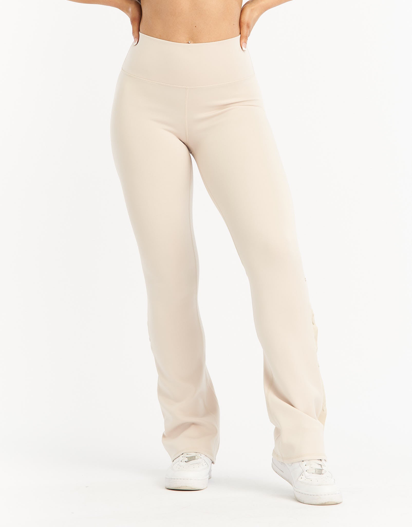 Split Flare Pants - Oatmeal