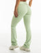 Fold Over Flare Leggings - Sage Green