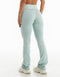 Fold Over Flare Leggings - Light Blue