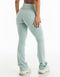 Fold Over Flare Leggings - Light Blue