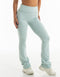 Fold Over Flare Leggings - Light Blue