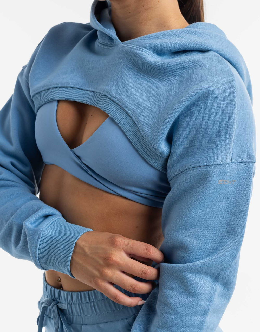 Cropped High Cut Hoodie - Process Blue