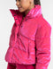 Velour Puffer Jacket - Bright Pink