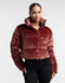 Velour Puffer Jacket - Brown