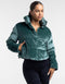 Velour Puffer Jacket - Emerald Green