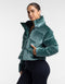 Velour Puffer Jacket - Emerald Green