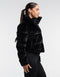 Velour Puffer Jacket - Black