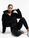 Velour Puffer Jacket - Black