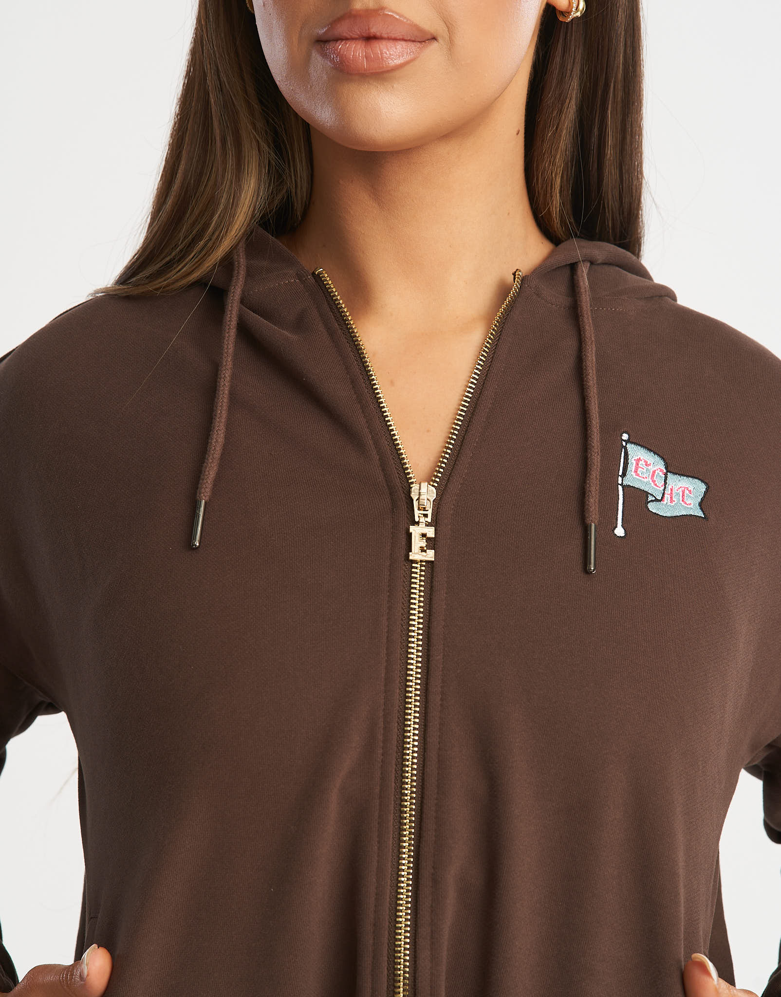 Flag Zip-Up Jacket - Fudge Brown