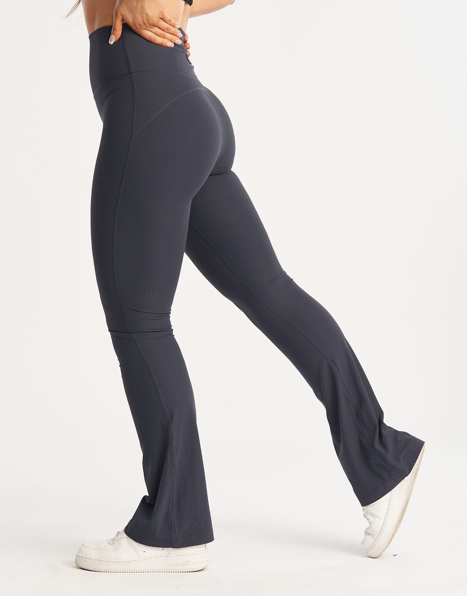 Flare Ribbed Leggings - Midnight Blue