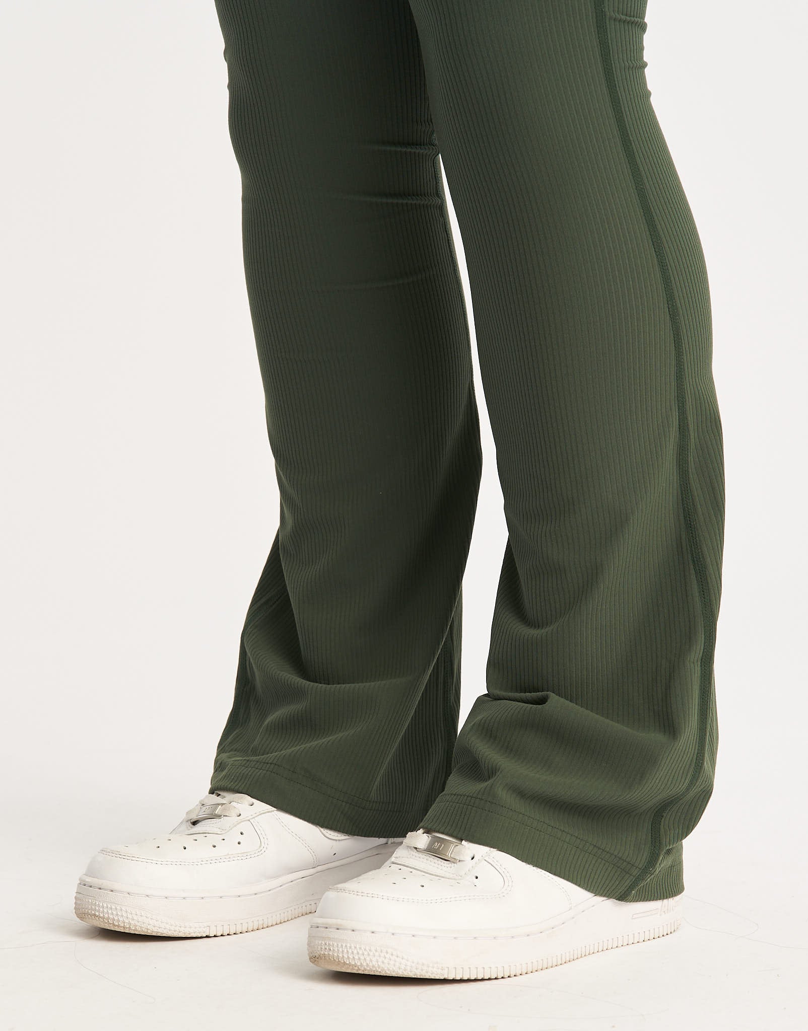 Flare Ribbed Leggings - Forest Green