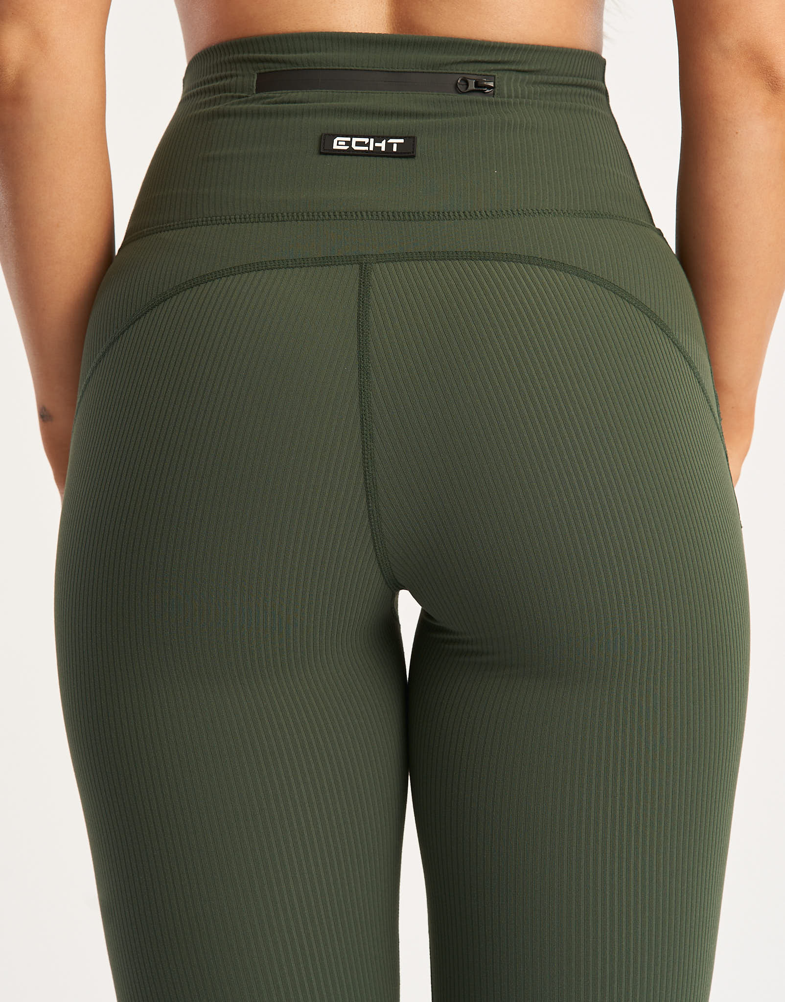 Flare Ribbed Leggings - Forest Green