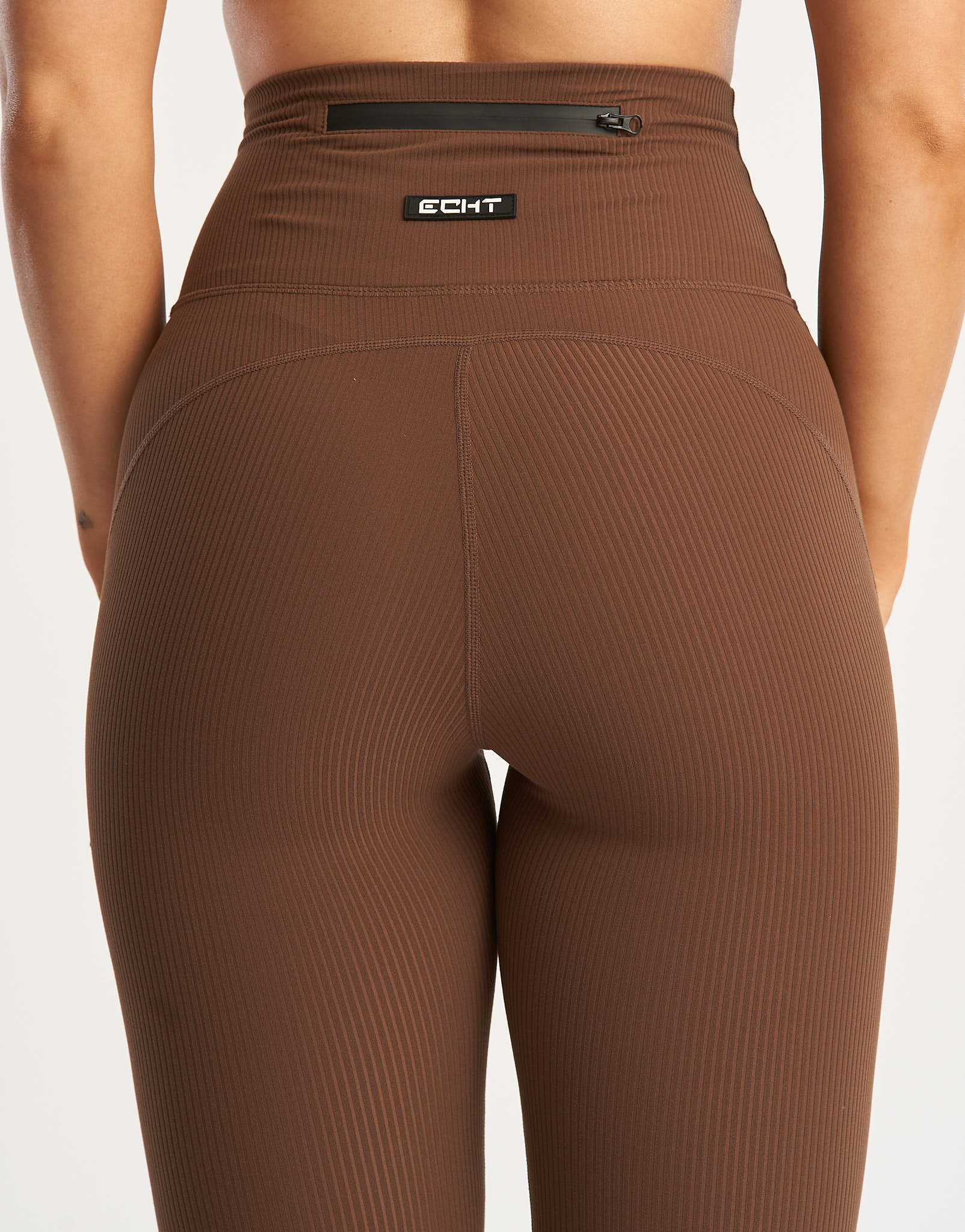 Flare Ribbed Leggings - Chestnut Brown