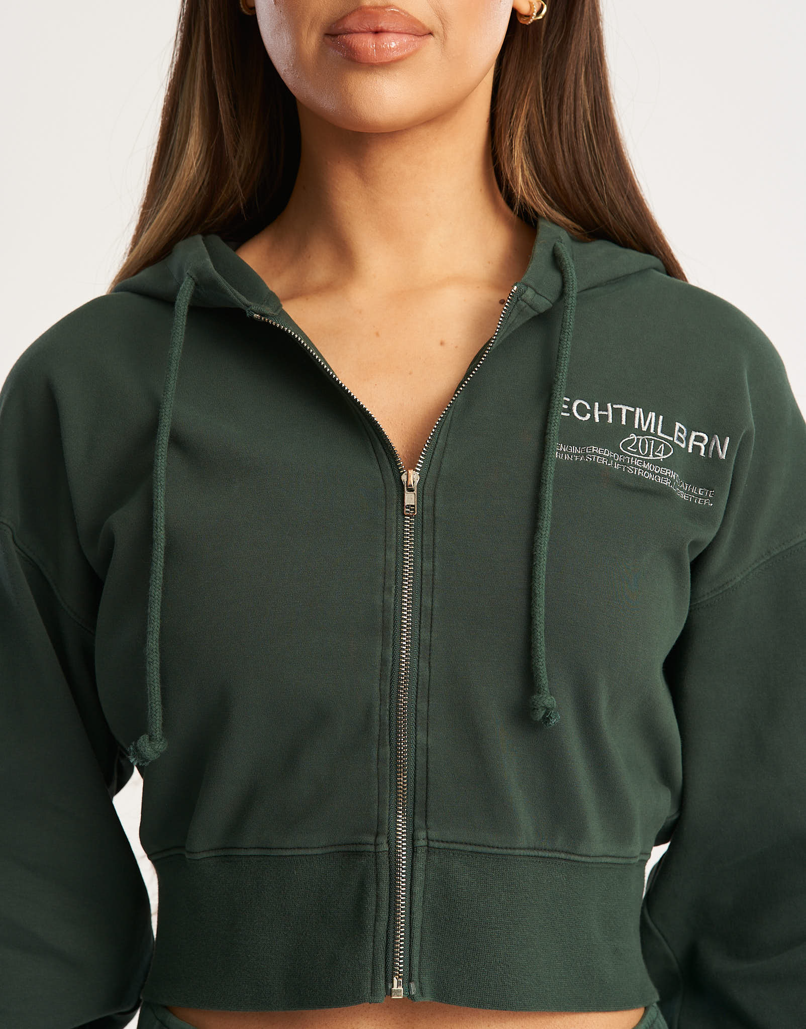 MLBRN Cropped Zip-Up Hoodie - Green