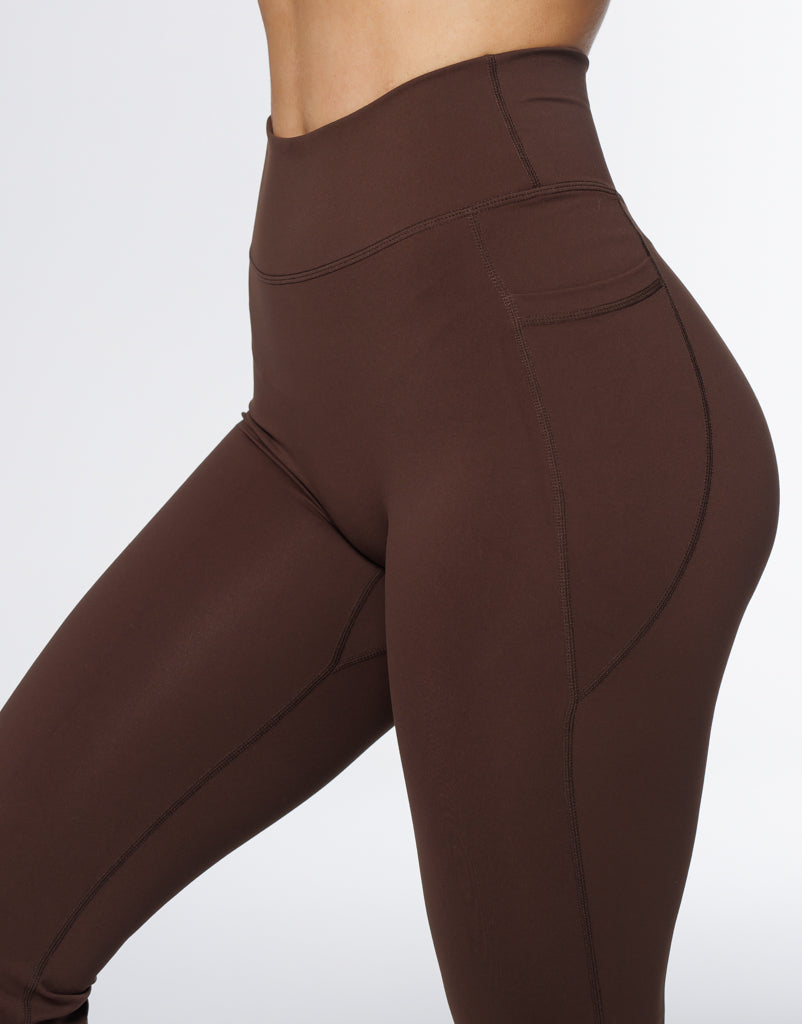 Flare Pocket Leggings - Fudge Brown