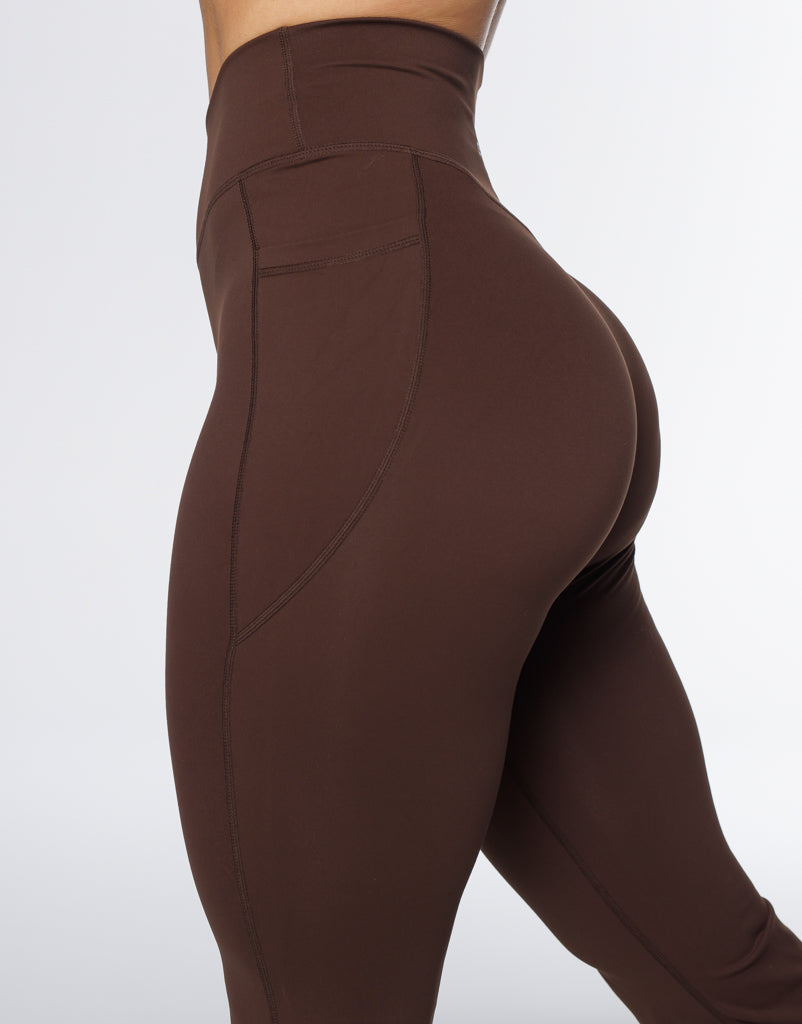 Flare Pocket Leggings - Fudge Brown