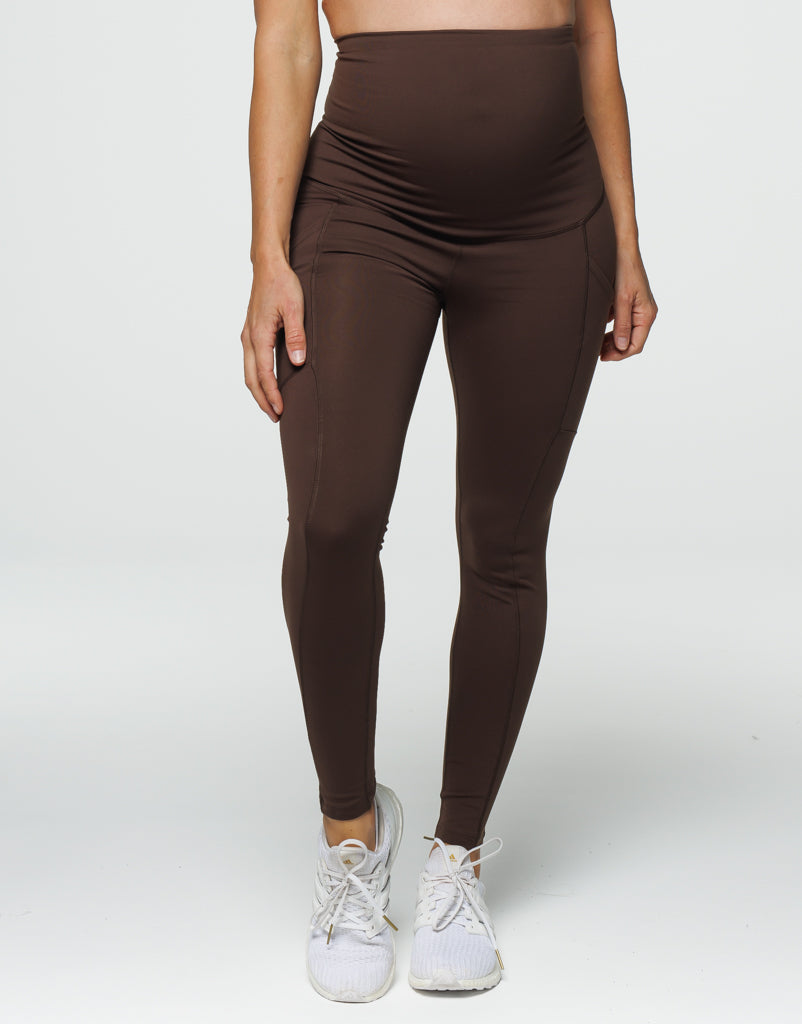 Maternity Pocket Leggings - Fudge Brown