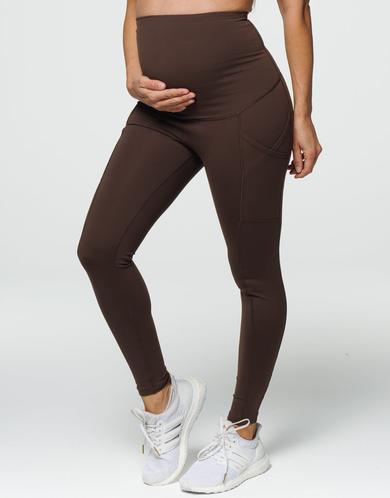 Maternity Pocket Leggings - Fudge Brown