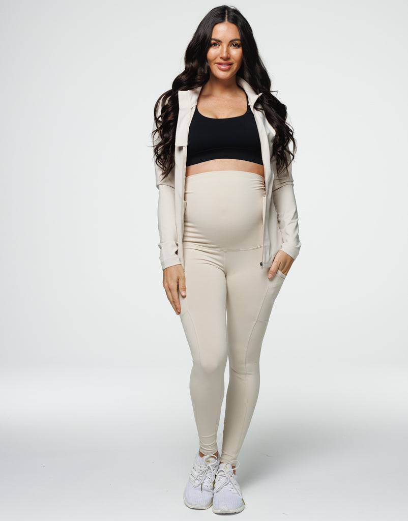 Maternity Pocket Leggings - Oatmeal