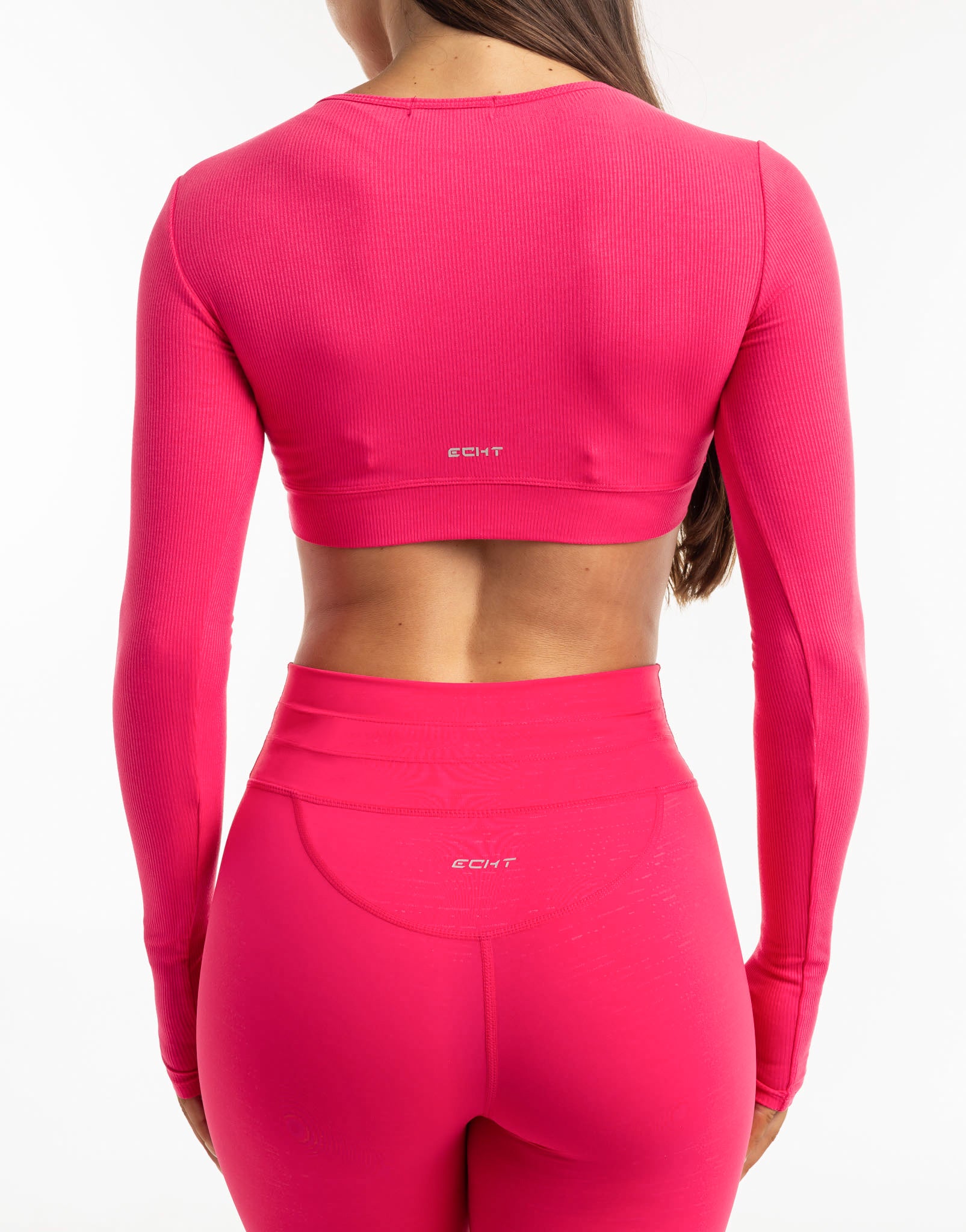 Echt Ribbed Cropped Long Sleeve - Bright Pink