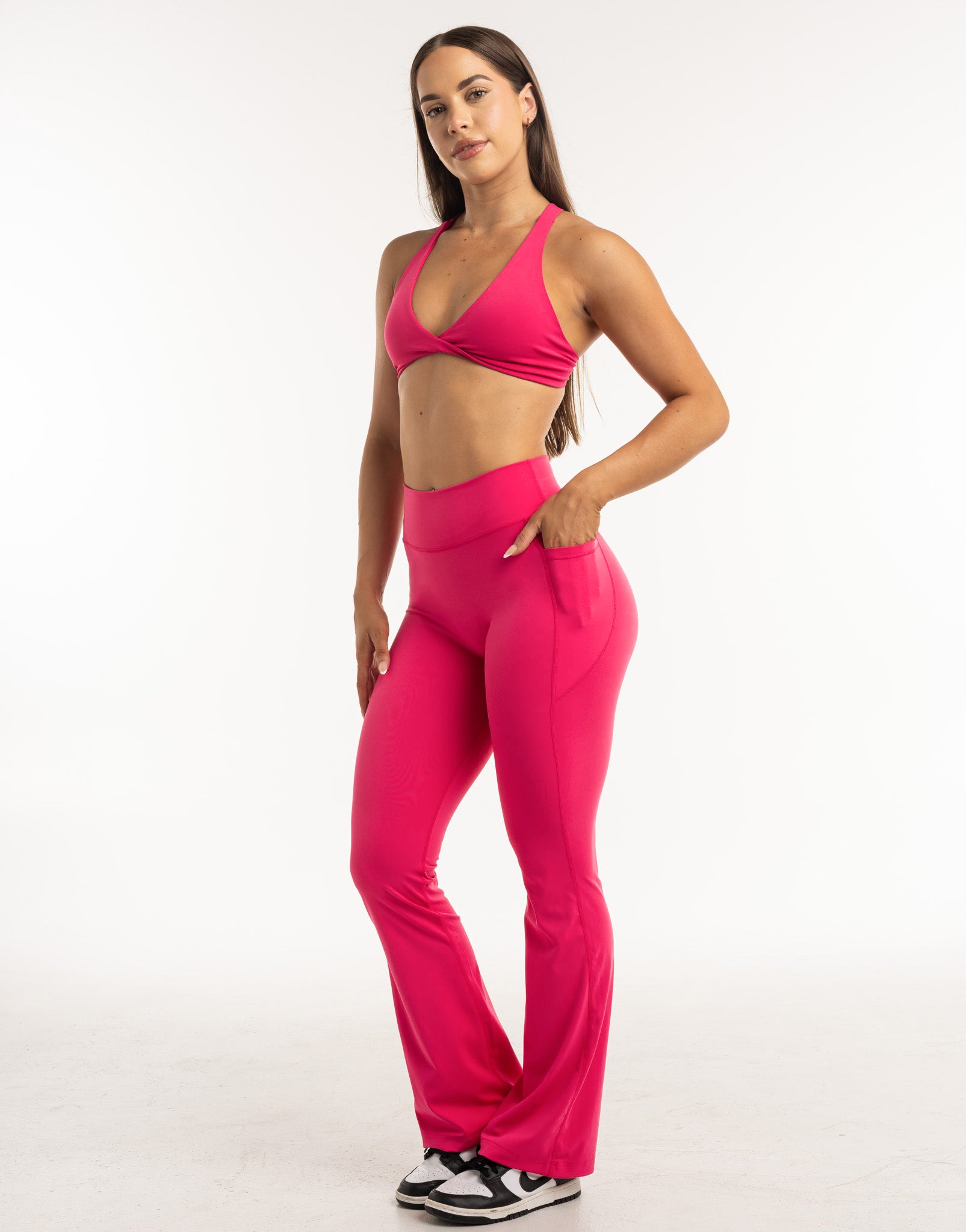 Flare Pocket Leggings - Bright Pink