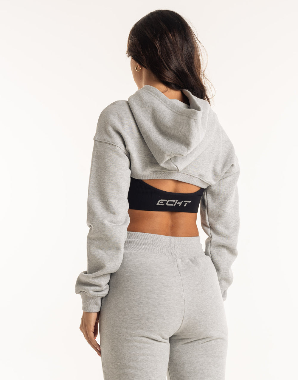 Cropped High Cut Hoodie - Heather Grey