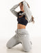 Cropped High Cut Hoodie - Heather Grey