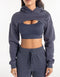 Cropped High Cut Hoodie - Smoke Grey