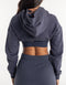 Cropped High Cut Hoodie - Smoke Grey