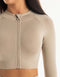 League Cropped Zip-Up - Taupe Grey