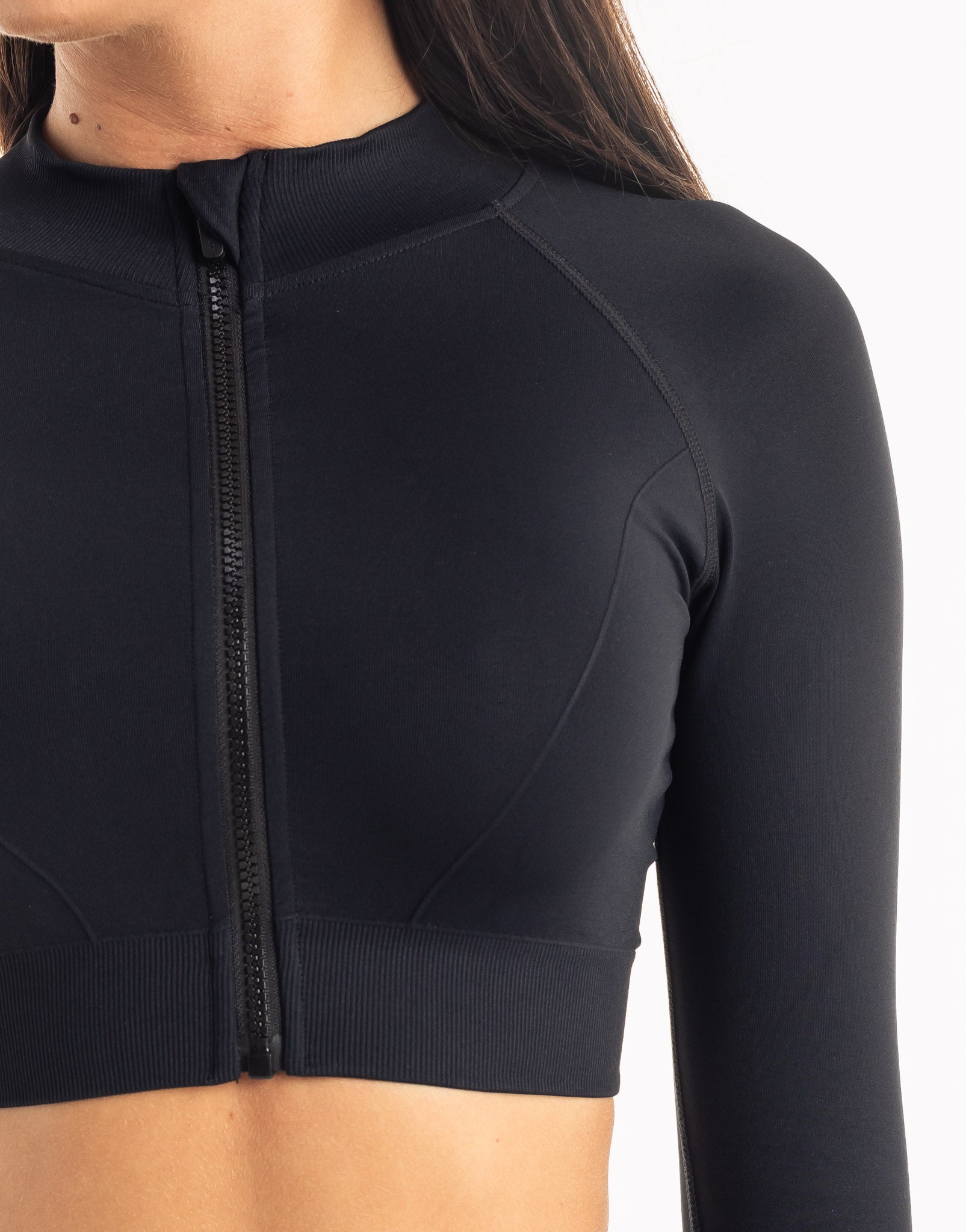 League Cropped Zip-Up - Black