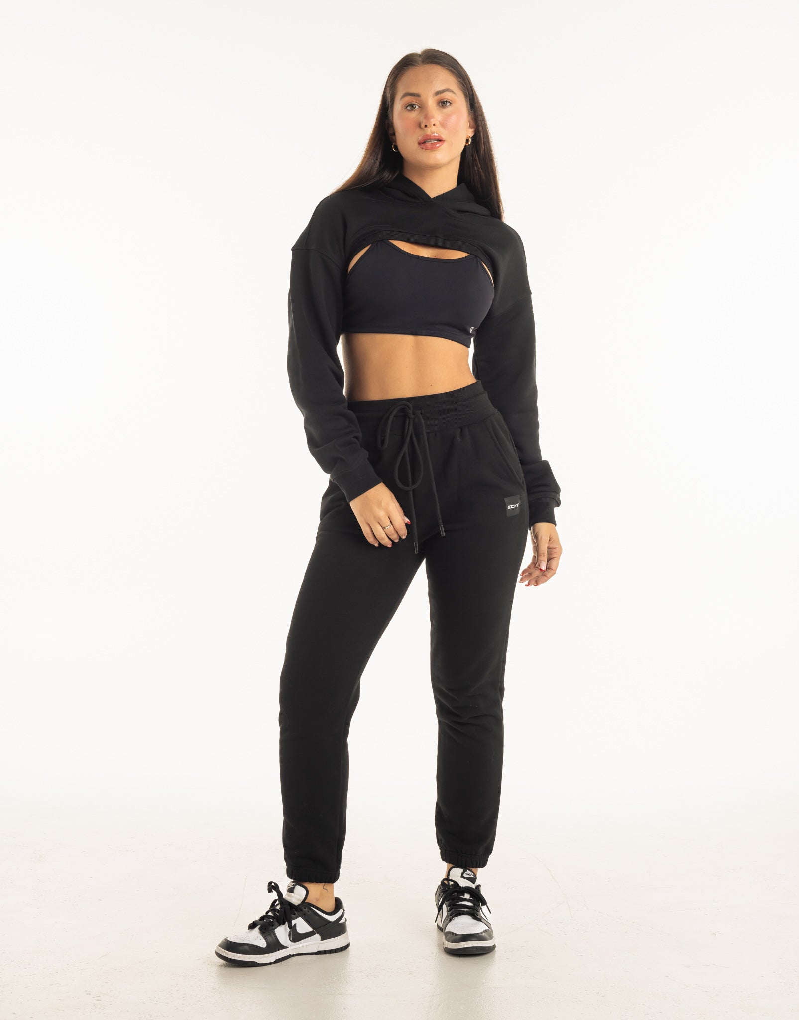 Cropped High Cut Hoodie - Black