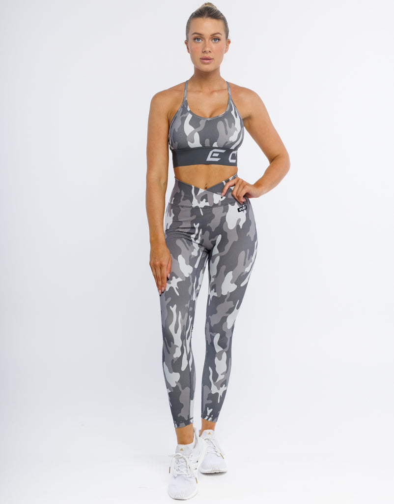 Hyper Camo Sports Bra - Stealth Grey